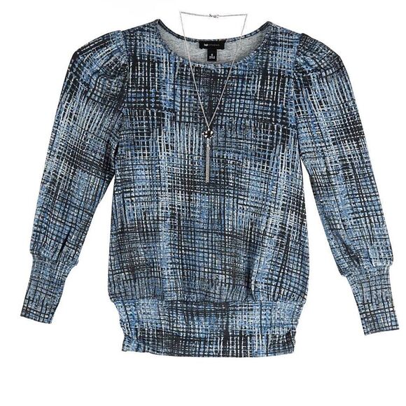 Fuzzy Tweed Ruched Long Sleeve Top - Picture 2 of 8